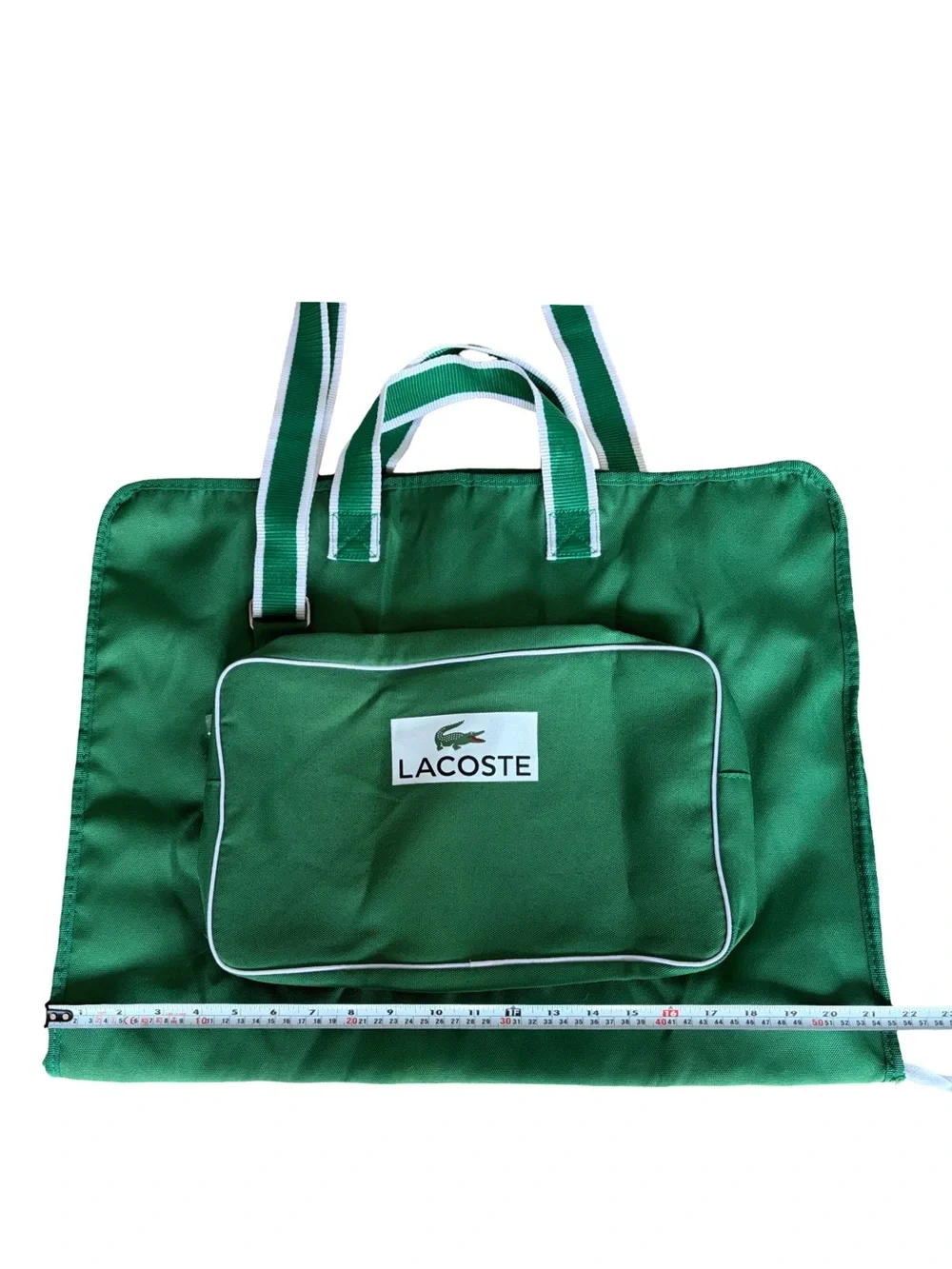 Vintage Lacoste Green Convertible Garment Travel Bag NWOT